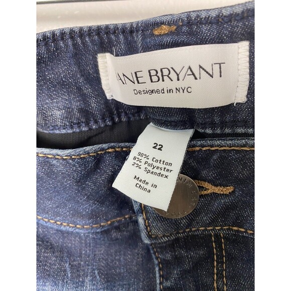 Lane Bryant Blue Jeans Skinny Girlfriend Mid Rise Womens Size 22 Distressed - Picture 10 of 14